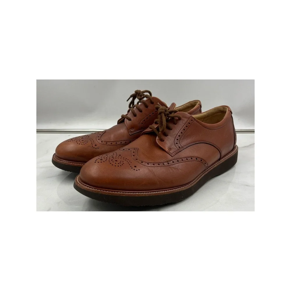 Samuel Hubbard Shoes Mens Sz 13W Loafers Whiskey Brown Leather Wingtip Oxford